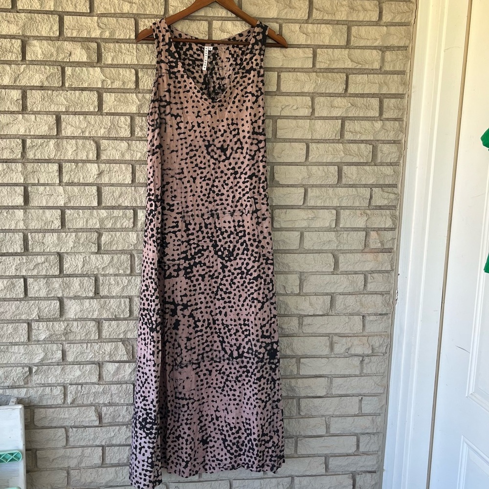 Osei Duro Tan Black Snakebite 100% Linen Torium Dress Size Small
